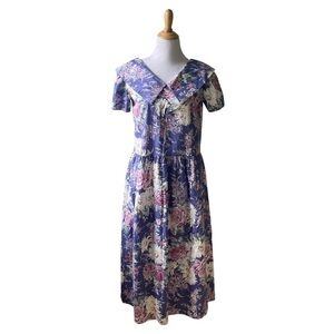 Laura Ashley Vintage 80’s Purple Floral Midi Dress Size  Small / Vintage 8 NWT